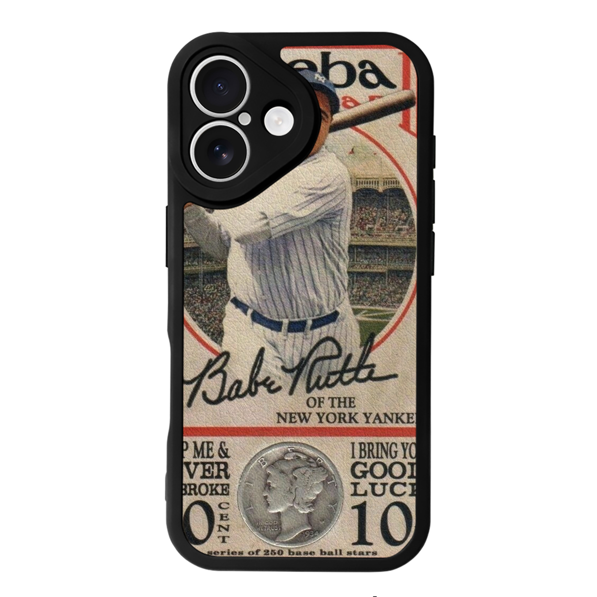 Babe Ruth 15 IPhone 16 Silicone Leather Case – UV Print, Lambskin Texture – Perfect Fit, Wireless Charging Compatible, Scratch Resistant, Precise Cutouts – Stylish Protection For IPhone 16